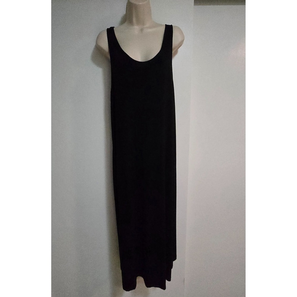 Eileen Fisher XL Black Stretch Sleeveless Max Dress Scoop Neck Minimalist Cruise